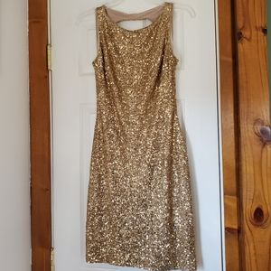 Ralph Lauren gold sequin cocktail dress size 4, open back